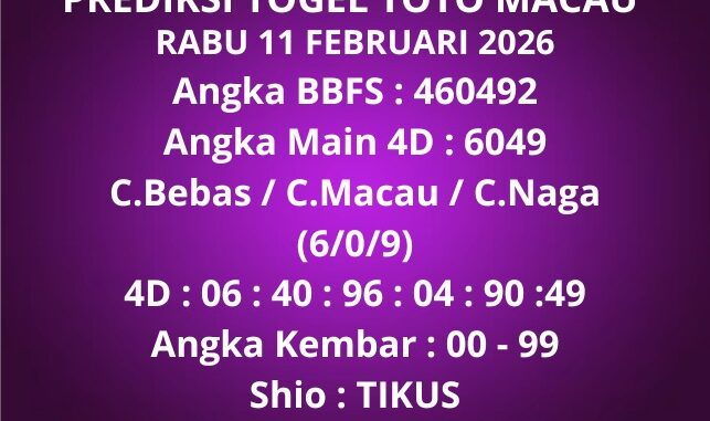 Prediksi Togel Toto Macau