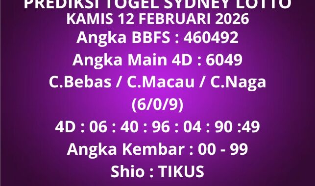 Prediksi Togel Sydney Lotto