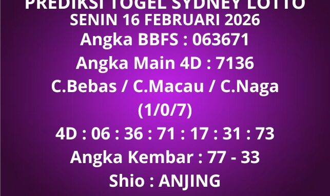 Prediksi Togel Sydney Lotto